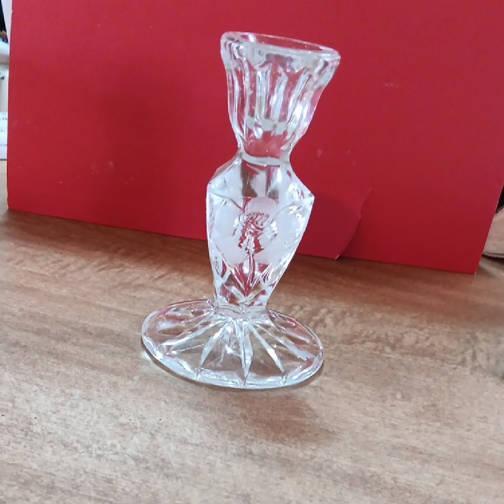 Silver Crystal Candle Holder with Intricate Design